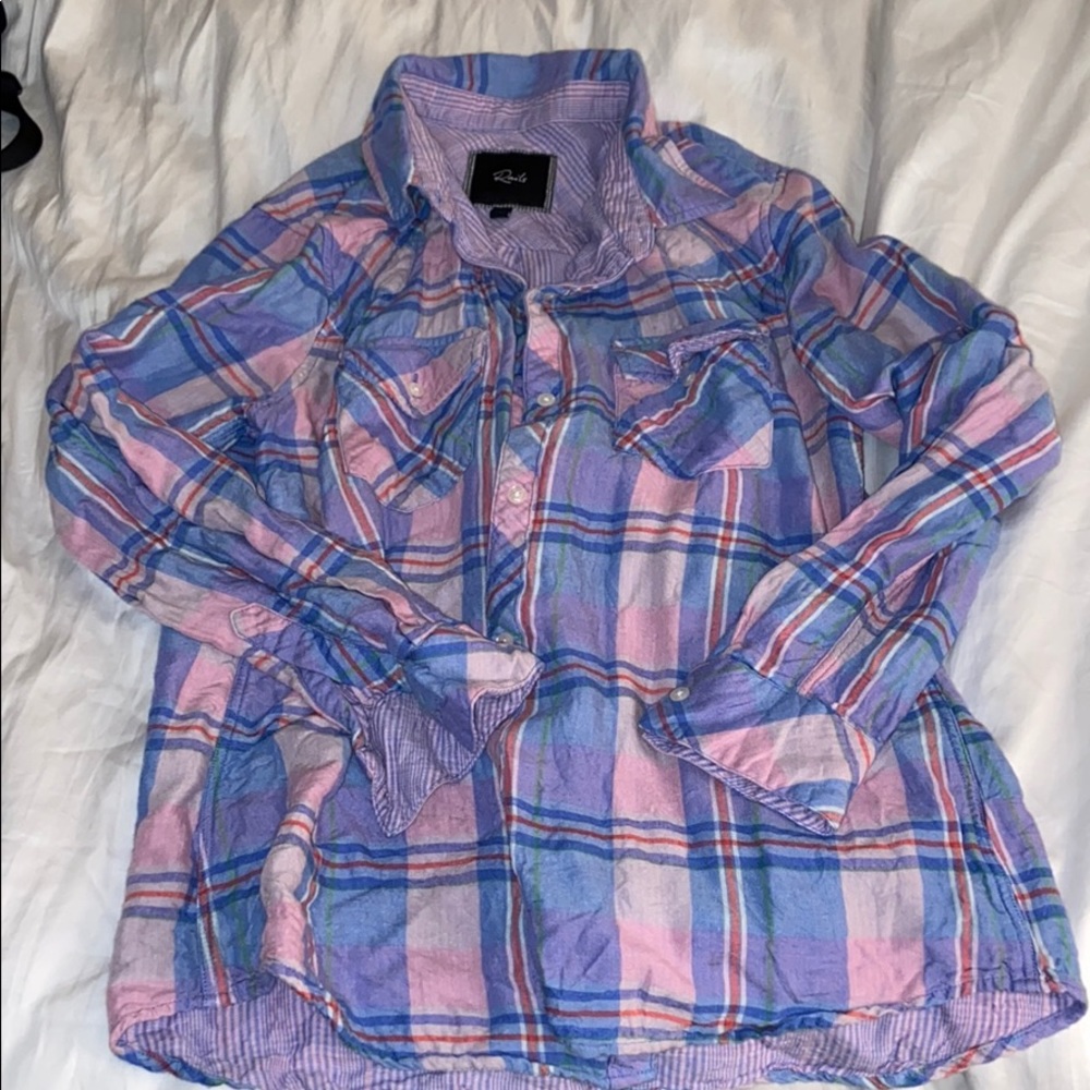 Rails pink and blue plaid button up